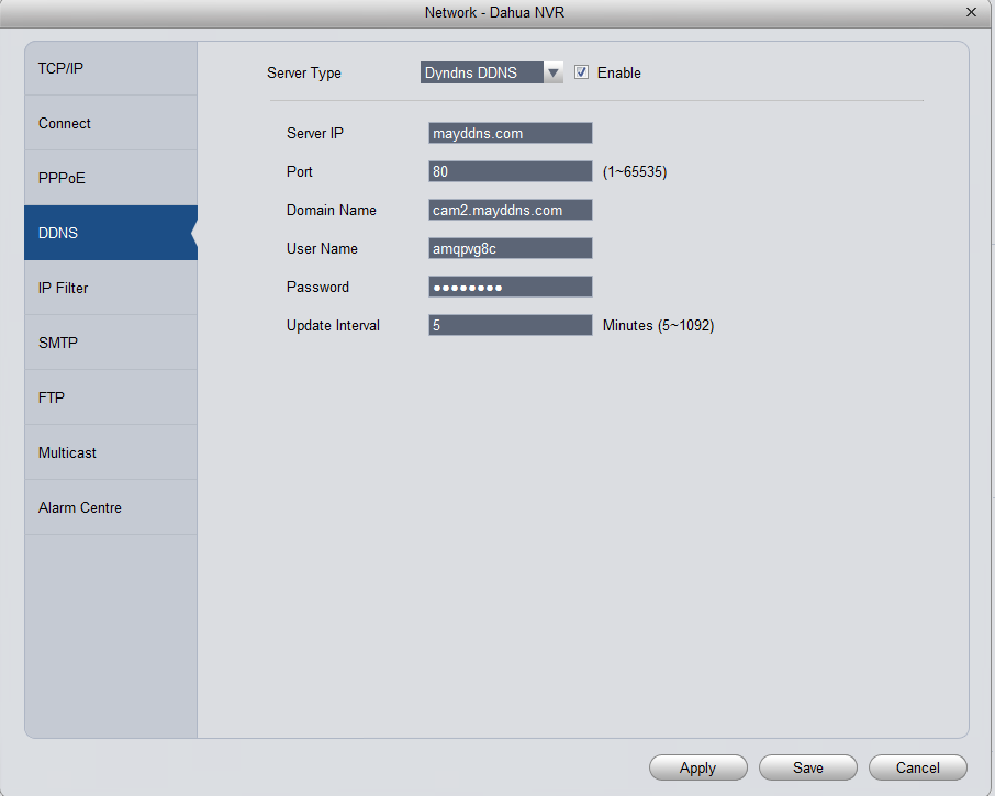 Dahua DDNS Configuration